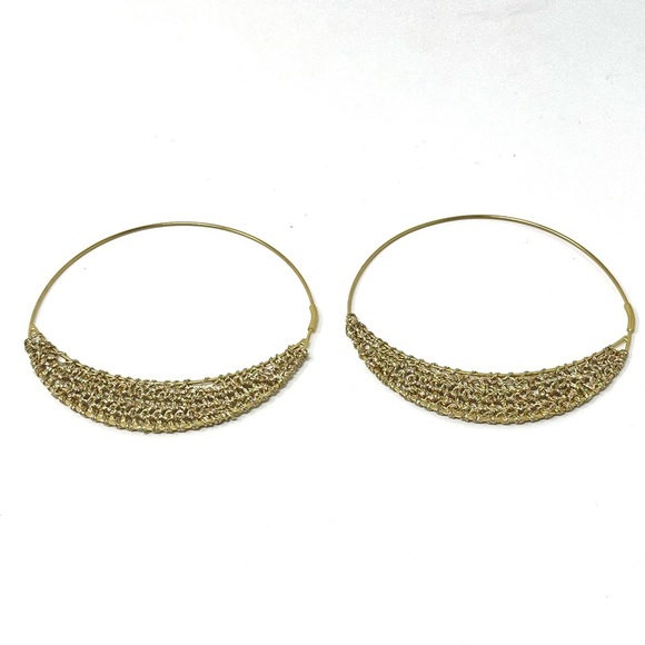 New Free People Gold Hoop Textile Earrings - Picture 1 of 3